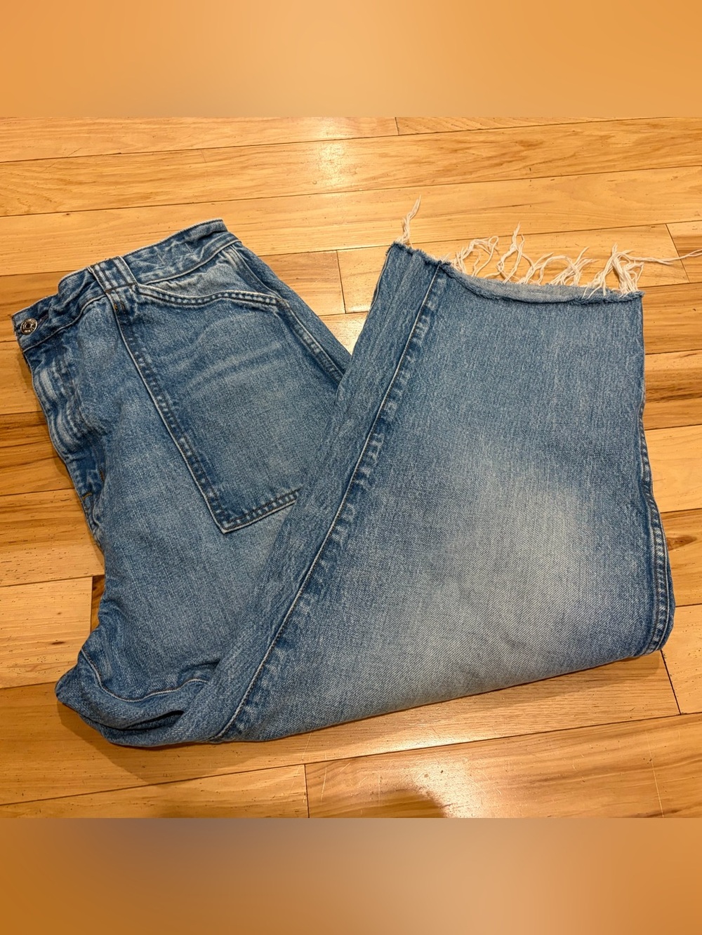 Madewell The Curvy Balloon Jean Denim Blue Raw Cut Hem Jeans Pants Women’s 31 - Picture 3 of 9